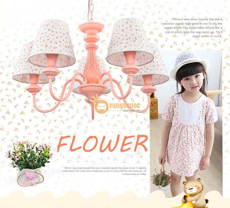 Đèn chùm trẻ em màu hồng ngọt ngào UHS126-1